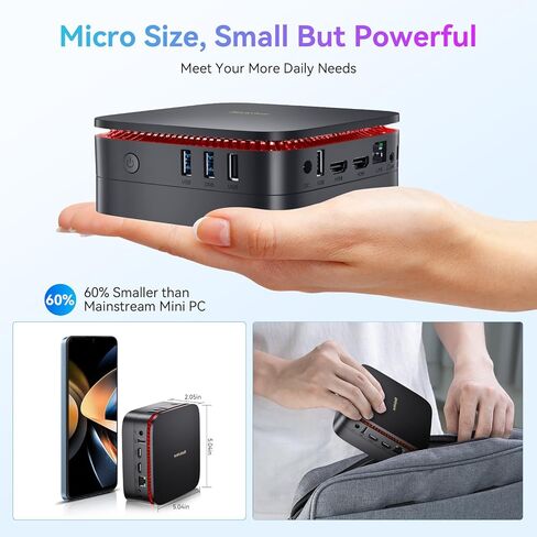 Blackview 2024 أحدث جهاز كمبيوتر صغير، Intel 12th N95 Mini Desktop Computers، Win 11 16GB DDR4 RAM 512GB M.2 SSD Micro Computer Support Dual 4K UHD، Dual WiFi، BT4.2، Gigabit Ethernet، أزرق in Kuwait