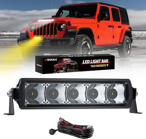 4wdking 8 بوصة ثنائي اللون أدى ضوء بار، 60 واط أضواء بقعة فائقة السطوع مع مجموعة تسخير الأسلاك، تصميم المسمار، ip68 و ip69k للماء، على الطرق الوعرة أضواء الضباب مصباح القيادة لشاحنة بيك اب atv utv suv in Kuwait