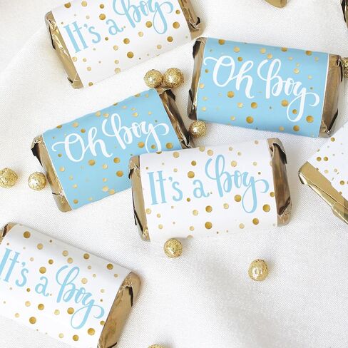 Blue and Gold It's a Boy Baby Shower Wrappers for Mini Chocolate Bars, Baby Shower Party Favor Candy Stickers - 45 Count in Saudi Arabia
