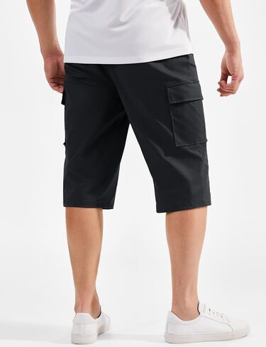TACVASEN Men's Long Cargo Shorts Cotton Below Knee Capris with 6 Pockets Drawstring Elastic Waistband Capri Pants in Saudi Arabia