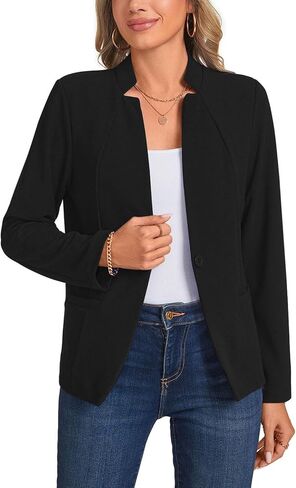MINTLIMIT Long Sleeve Blazer Jackets for Women Stand Collar Button Front Casual Work Office Blazers with Pockets in Saudi Arabia