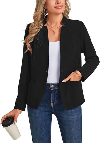 MINTLIMIT Long Sleeve Blazer Jackets for Women Stand Collar Button Front Casual Work Office Blazers with Pockets in Saudi Arabia
