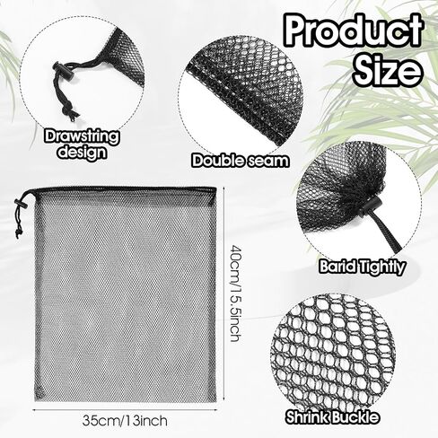 6 Pcs Mesh Drawstring Bag, 13 x 15.5 Inch Nylon Net with Cord Lock Closure Mesh Dive Bag for Storage Scalloping, Multipurpose Storage Bags for Swimming Sport, Gym, Balls, Beach, Laundry Black and Blue in Saudi Arabia