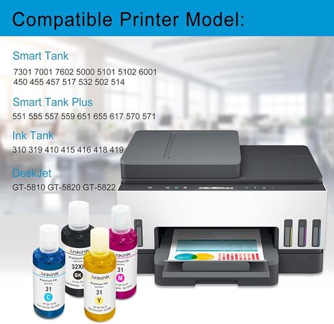 Ankink 31 32XL Black Ink Refill Bottle Set Replacement for HP 32 XL Compatible for HP Smart Tank 5000 5101 6001 7301 7602,Plus 651 551 555 450 455 457,Ink Tank 310 319 Printer(140ML,2 Pack) in Saudi Arabia