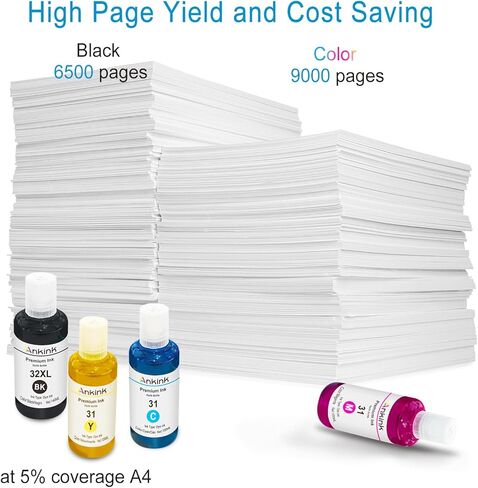 Ankink 31 32XL Black Ink Refill Bottle Set Replacement for HP 32 XL Compatible for HP Smart Tank 5000 5101 6001 7301 7602,Plus 651 551 555 450 455 457,Ink Tank 310 319 Printer(140ML,2 Pack) in Saudi Arabia