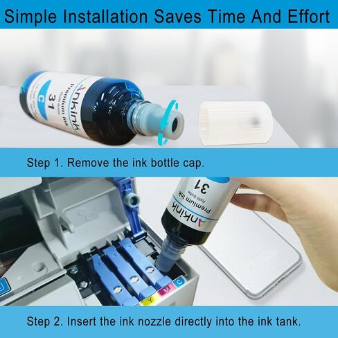 Ankink 31 32XL Black Ink Refill Bottle Set Replacement for HP 32 XL Compatible for HP Smart Tank 5000 5101 6001 7301 7602,Plus 651 551 555 450 455 457,Ink Tank 310 319 Printer(140ML,2 Pack) in Saudi Arabia