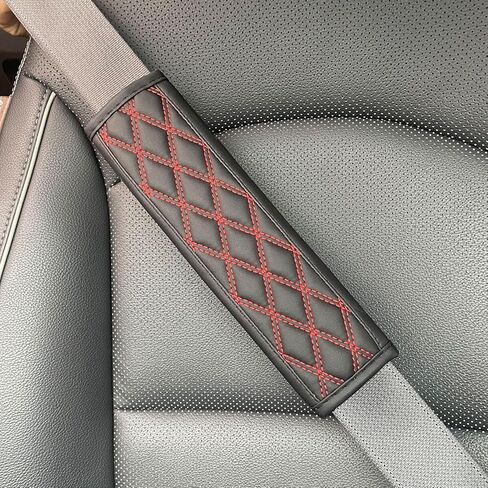 JDDRY 2PC Seat Belt Neck Protector,Car Seat Belt Covers Pads,Leather Seatbelt Covers,Universal Car Seat Strap Pads,Car Interior Accessories(Red) in Saudi Arabia