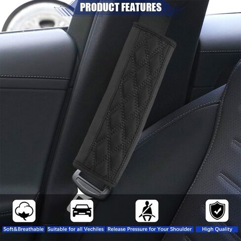 JDDRY 2PC Seat Belt Neck Protector,Car Seat Belt Covers Pads,Leather Seatbelt Covers,Universal Car Seat Strap Pads,Car Interior Accessories(Red) in Saudi Arabia