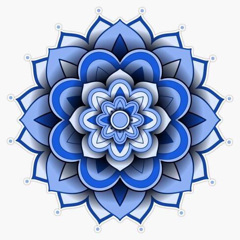 Magnet 3D Blue Mandala Flower Magnet Vinyl Magnetic Sticker Size 5" in Saudi Arabia