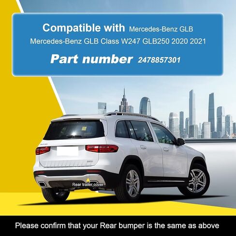 غطاء خطاف سحب المصد الخلفي للسيارة متوافق مع مرسيدس بنز GLB Class W247 GLB250 2020 2021 2478857301 غطاء عين القطر مطلي بالفضة جانب الركاب الأيمن in Saudi Arabia