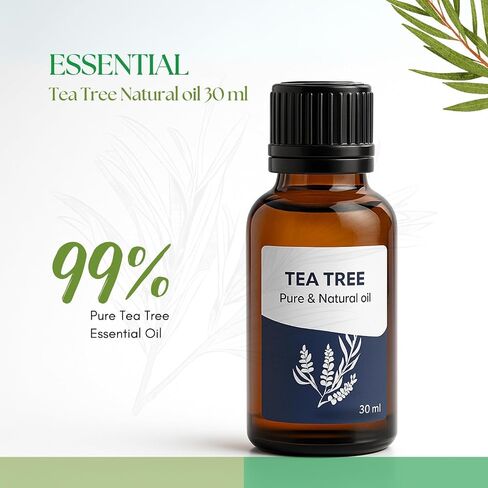 Roots & Above Pure Natural Tea Tree Essential Oil 1.01 Fl Oz/30 ml Melaleuca Oils for Skin, Face, Hair, Diffusers, Massage, Soap & Candle Making Scent in Saudi Arabia