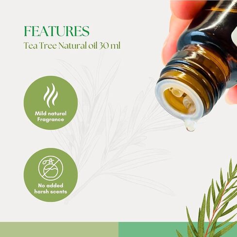 Roots & Above Pure Natural Tea Tree Essential Oil 1.01 Fl Oz/30 ml Melaleuca Oils for Skin, Face, Hair, Diffusers, Massage, Soap & Candle Making Scent in Saudi Arabia