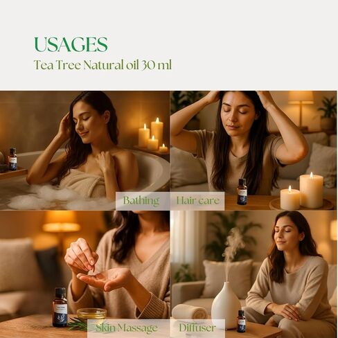 Roots & Above Pure Natural Tea Tree Essential Oil 1.01 Fl Oz/30 ml Melaleuca Oils for Skin, Face, Hair, Diffusers, Massage, Soap & Candle Making Scent in Saudi Arabia