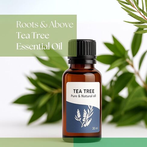 Roots & Above Pure Natural Tea Tree Essential Oil 1.01 Fl Oz/30 ml Melaleuca Oils for Skin, Face, Hair, Diffusers, Massage, Soap & Candle Making Scent in Saudi Arabia
