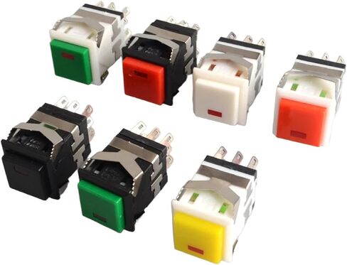 مفتاح زر ضغط LED، إعادة ضبط ذاتي مؤقت، 8 دبابيس، 2NO2NC، 3A/250V، 5 عبوات (زر أبيض وغطاء أسود) in Kuwait