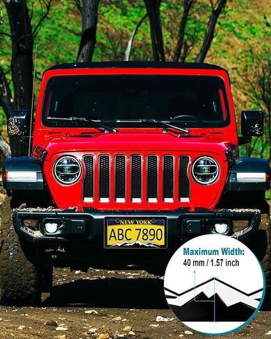 Mountain License Plate Frames- White on Black 3D Mountain Raised, ABS Plastic Car Tag Holder | Includes Rust-Proof Screws, Caps & Free Vinyl Decal Sticker in Saudi Arabia