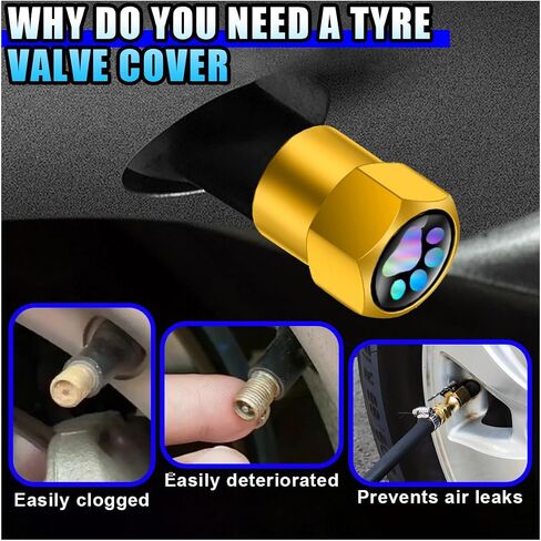 4PCS Paw Car Tire Valve Stem Caps, Hexagonal Alloy Corrosion Resistant Auto Tire Valve Cover with Rubber Ring, Leak-Proof Dustproof Wheel Accessory for Trucks, Cars, Motorcycles (Black) in Saudi Arabia