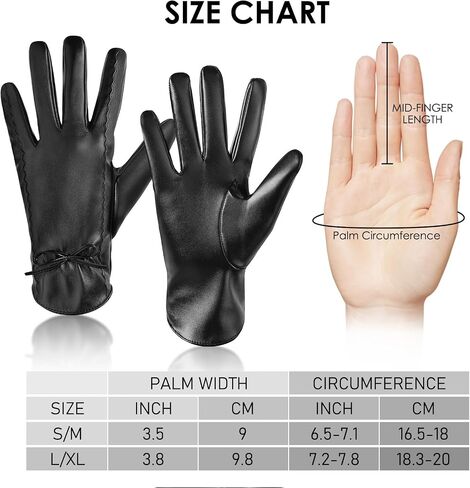 Leather Gloves for Women - Womens Black Leather Winter Gloves, Touchscreen Texting Driving Gloves Women, Warm Fleece Lined Winter Gloves for Women, Thermal Womens Gloves for Cold Weather in Saudi Arabia