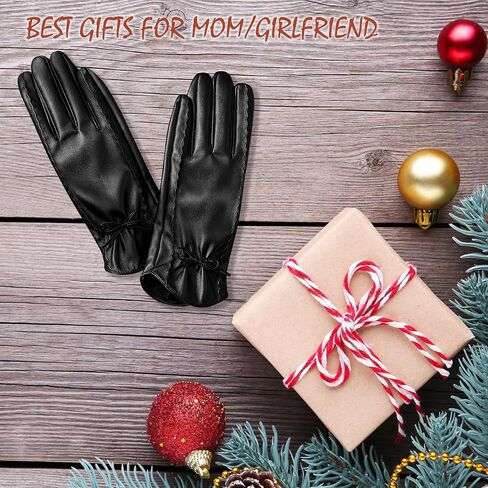 Leather Gloves for Women - Womens Black Leather Winter Gloves, Touchscreen Texting Driving Gloves Women, Warm Fleece Lined Winter Gloves for Women, Thermal Womens Gloves for Cold Weather in Saudi Arabia