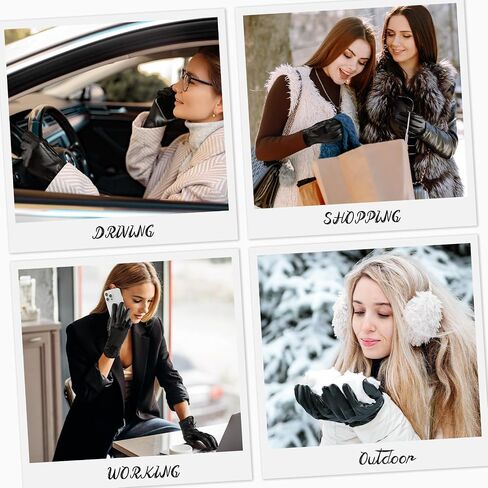 Leather Gloves for Women - Womens Black Leather Winter Gloves, Touchscreen Texting Driving Gloves Women, Warm Fleece Lined Winter Gloves for Women, Thermal Womens Gloves for Cold Weather in Saudi Arabia