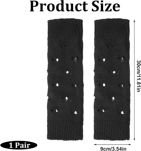 Black Long Fingerless Gloves Arm Warmers, Y2K Knitted Armwarmers for Women, Y2K, Grunge, Kawaii Fingerless Gloves Long in Saudi Arabia