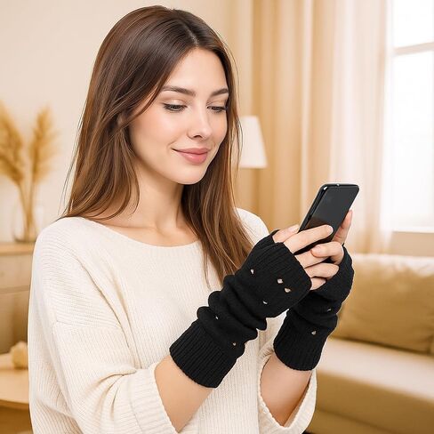 Black Long Fingerless Gloves Arm Warmers, Y2K Knitted Armwarmers for Women, Y2K, Grunge, Kawaii Fingerless Gloves Long in Saudi Arabia