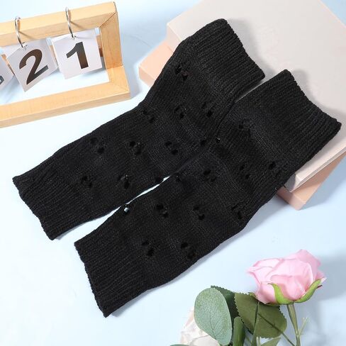 Black Long Fingerless Gloves Arm Warmers, Y2K Knitted Armwarmers for Women, Y2K, Grunge, Kawaii Fingerless Gloves Long in Saudi Arabia
