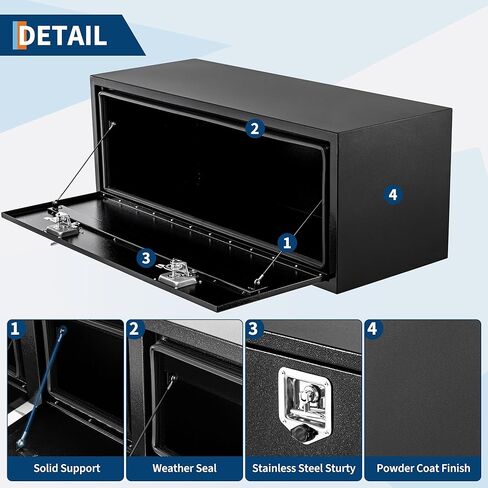 48 in Underbody Truck Box Steel Storage Tool Box, Tool Chest Organizer w/Lock and Keys For Pickup, Truck Bed, RV, Trailer, Heavy Duty Waterproof Black Box, 48 in x 18 inx 18 in in Kuwait