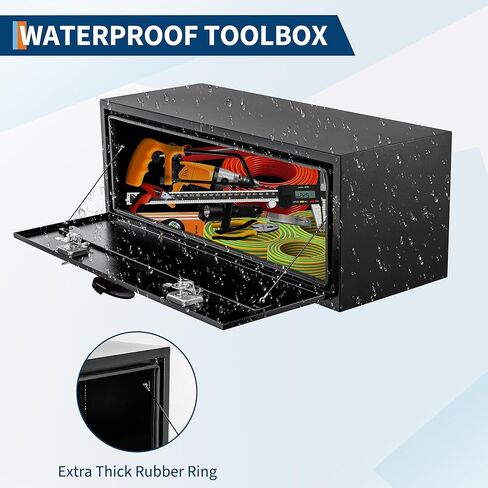 48 in Underbody Truck Box Steel Storage Tool Box, Tool Chest Organizer w/Lock and Keys For Pickup, Truck Bed, RV, Trailer, Heavy Duty Waterproof Black Box, 48 in x 18 inx 18 in in Kuwait