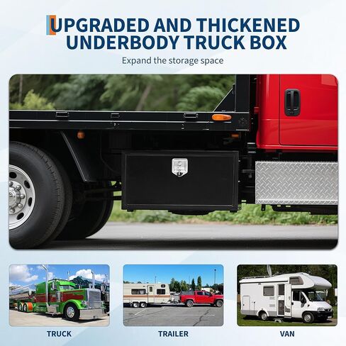 48 in Underbody Truck Box Steel Storage Tool Box, Tool Chest Organizer w/Lock and Keys For Pickup, Truck Bed, RV, Trailer, Heavy Duty Waterproof Black Box, 48 in x 18 inx 18 in in Kuwait