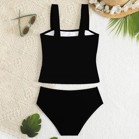 Two Piece Tankini Swimsuits for Teens Bathing Suits Hollow Out Girls' Swimwear Size 8-12Y in Kuwait