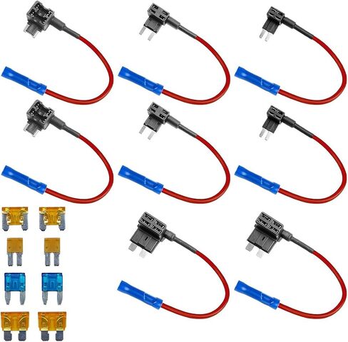 8 Pack 12V Car Add-a-Circuit Fuse Tap Adapter with Blade Fuses, Standard Mini Micro2 Low Profile Mini Fuse Holder, 4 Types ATO ATC ATM APM Holder for Automotive Cars Trucks Boats in Saudi Arabia