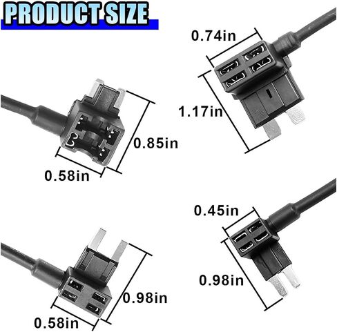 8 Pack 12V Car Add-a-Circuit Fuse Tap Adapter with Blade Fuses, Standard Mini Micro2 Low Profile Mini Fuse Holder, 4 Types ATO ATC ATM APM Holder for Automotive Cars Trucks Boats in Saudi Arabia