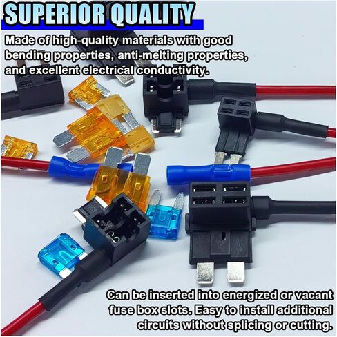 8 Pack 12V Car Add-a-Circuit Fuse Tap Adapter with Blade Fuses, Standard Mini Micro2 Low Profile Mini Fuse Holder, 4 Types ATO ATC ATM APM Holder for Automotive Cars Trucks Boats in Saudi Arabia