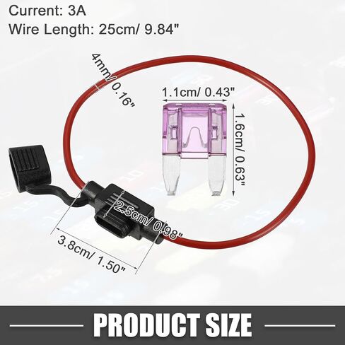3A Mini Blade Stye Fuse 16 AWG Fuse Holder Waterproof 16 Gauge Fuse Holder Blade Style Inline Fuse Holder Metal Black in Saudi Arabia