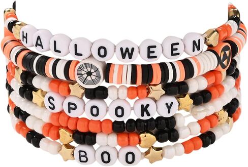 Halloween Beaded Bracelet Set Holiday Fashion Jewelry Multilayered Stretched Bracelets for Women in Saudi Arabia