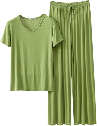 Two Piece Pajama Set For Women Pants Short Sleeve Pullover Tops Outfits Summer Fall Casual Loose Lounge Sets Pj in Saudi Arabia