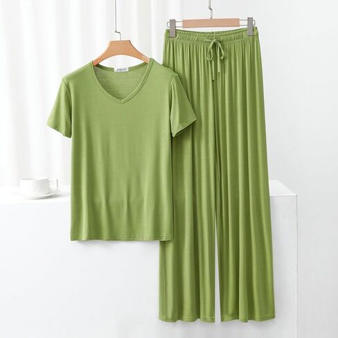 Two Piece Pajama Set For Women Pants Short Sleeve Pullover Tops Outfits Summer Fall Casual Loose Lounge Sets Pj in Saudi Arabia
