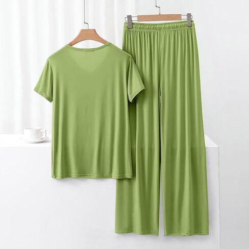 Two Piece Pajama Set For Women Pants Short Sleeve Pullover Tops Outfits Summer Fall Casual Loose Lounge Sets Pj in Saudi Arabia