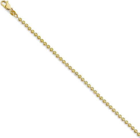 14k الذهب الأصفر الحقيقي الصلبة 1.5mm القمر قطع الكرة سلسلة قلادة مع مشبك مخلب جراد البحر in Kuwait