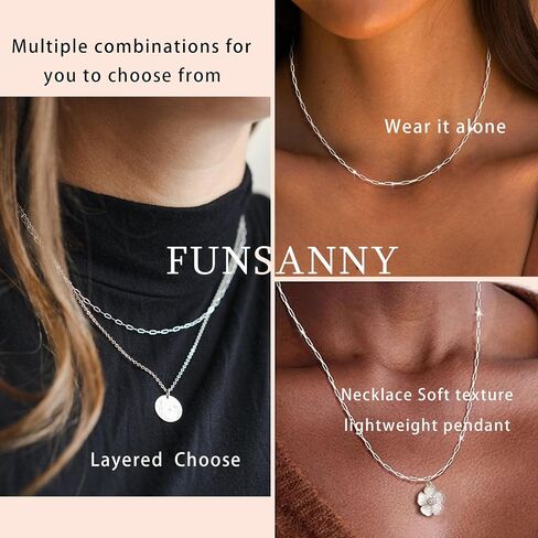 S925 Sterling Silver Paperclip Necklace for Women -1.6mm Simple Silver Choker Necklaces Sterling Silver Chain for Women Minimalist Waterproof Link Necklace Trendy Jewelry Gifts in Saudi Arabia