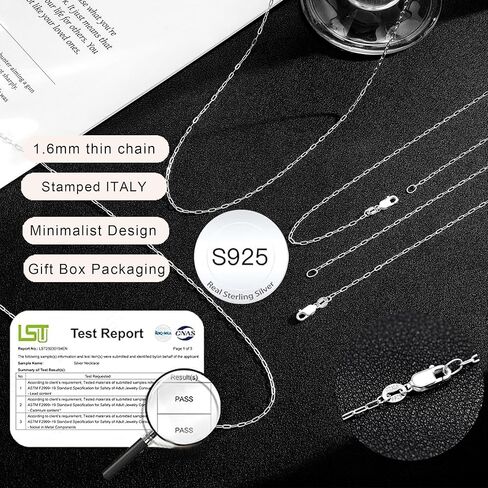 S925 الفضة الاسترليني مشبك ورق قلادة للنساء-1.6mm بسيطه الفضة المختنق القلائد سلسله الفضة الاسترليني للنساء الحد الأدنى للماء رابط قلادة الهدايا والمجوهرات العصرية in Kuwait