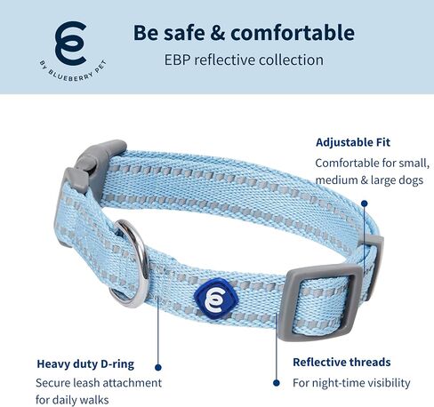 Blueberry Pet Essentials Pastel Color Reflective Matching Dog Collar and Leash Set in Baby Pink, Adjustable Collar with 5 ft Leash for Medium Dogs in Saudi Arabia