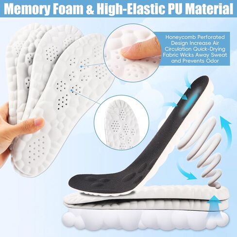 2 Pairs 4D Cloud Insoles for Men, Massage Cushion Insoles for Foot & Joint Support Comfortable Shoe Steppers Insoles Sole Inserts Memory Foam Insole for Women/Men (US M 7.5-10.5) - Black in Saudi Arabia