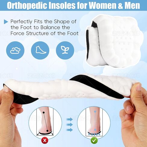 2 Pairs 4D Cloud Insoles for Men, Massage Cushion Insoles for Foot & Joint Support Comfortable Shoe Steppers Insoles Sole Inserts Memory Foam Insole for Women/Men (US M 7.5-10.5) - Black in Saudi Arabia