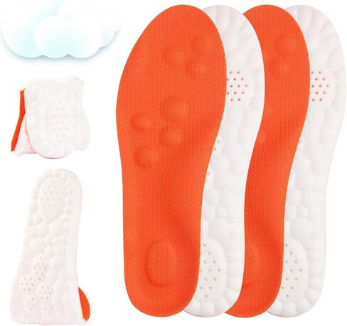 2 Pairs 4D Cloud Insoles for Men, Massage Cushion Insoles for Foot & Joint Support Comfortable Shoe Steppers Insoles Sole Inserts Memory Foam Insole for Women/Men (US M 7.5-10.5) - Black in Saudi Arabia