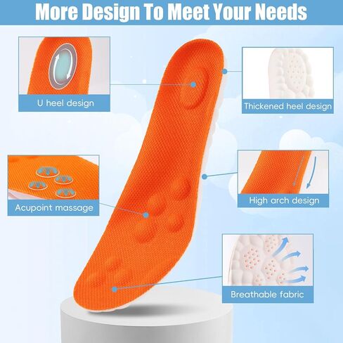 2 Pairs 4D Cloud Insoles for Men, Massage Cushion Insoles for Foot & Joint Support Comfortable Shoe Steppers Insoles Sole Inserts Memory Foam Insole for Women/Men (US M 7.5-10.5) - Black in Saudi Arabia