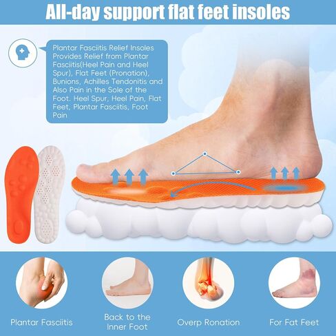 2 Pairs 4D Cloud Insoles for Men, Massage Cushion Insoles for Foot & Joint Support Comfortable Shoe Steppers Insoles Sole Inserts Memory Foam Insole for Women/Men (US M 7.5-10.5) - Black in Saudi Arabia