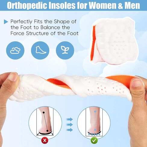 2 Pairs 4D Cloud Insoles for Men, Massage Cushion Insoles for Foot & Joint Support Comfortable Shoe Steppers Insoles Sole Inserts Memory Foam Insole for Women/Men (US M 7.5-10.5) - Black in Saudi Arabia