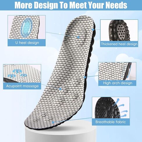 2 Pairs 4D Cloud Insoles for Men, Massage Cushion Insoles for Foot & Joint Support Comfortable Shoe Steppers Insoles Sole Inserts Memory Foam Insole for Women/Men (US M 7.5-10.5) - Black in Saudi Arabia
